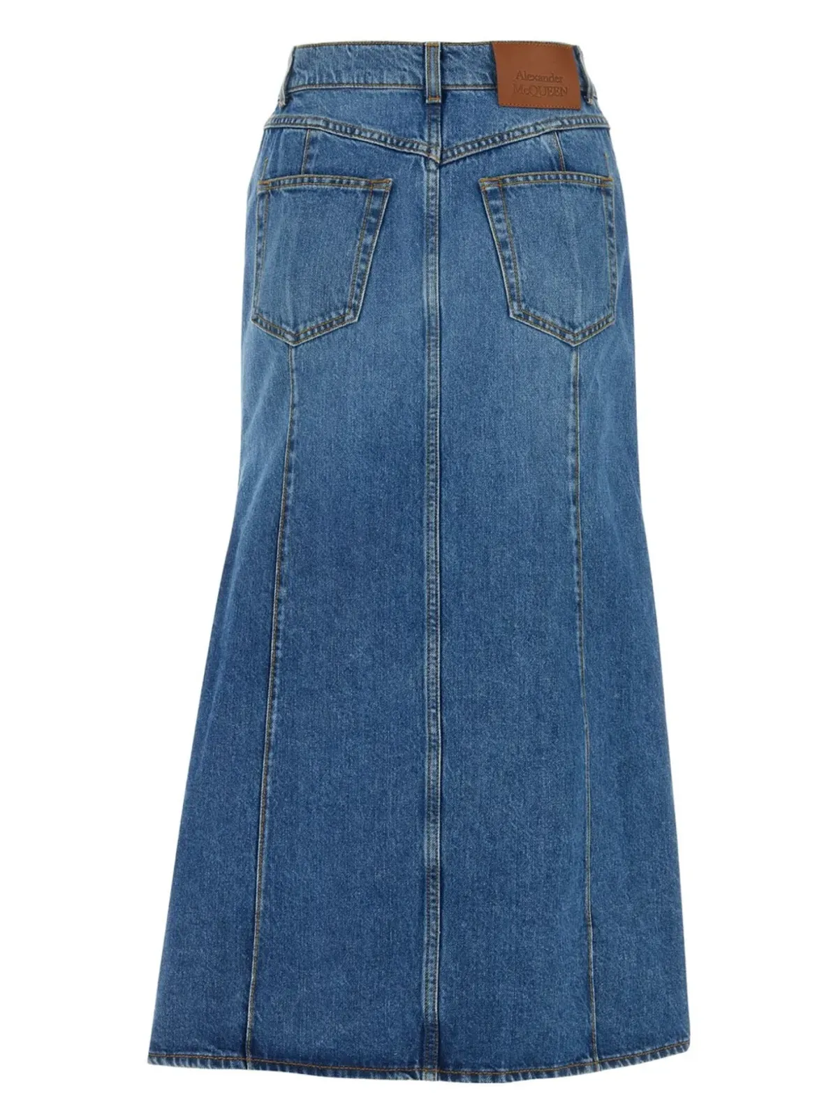Alexander McQueen スラッシュデニムミディスカート - 画像2