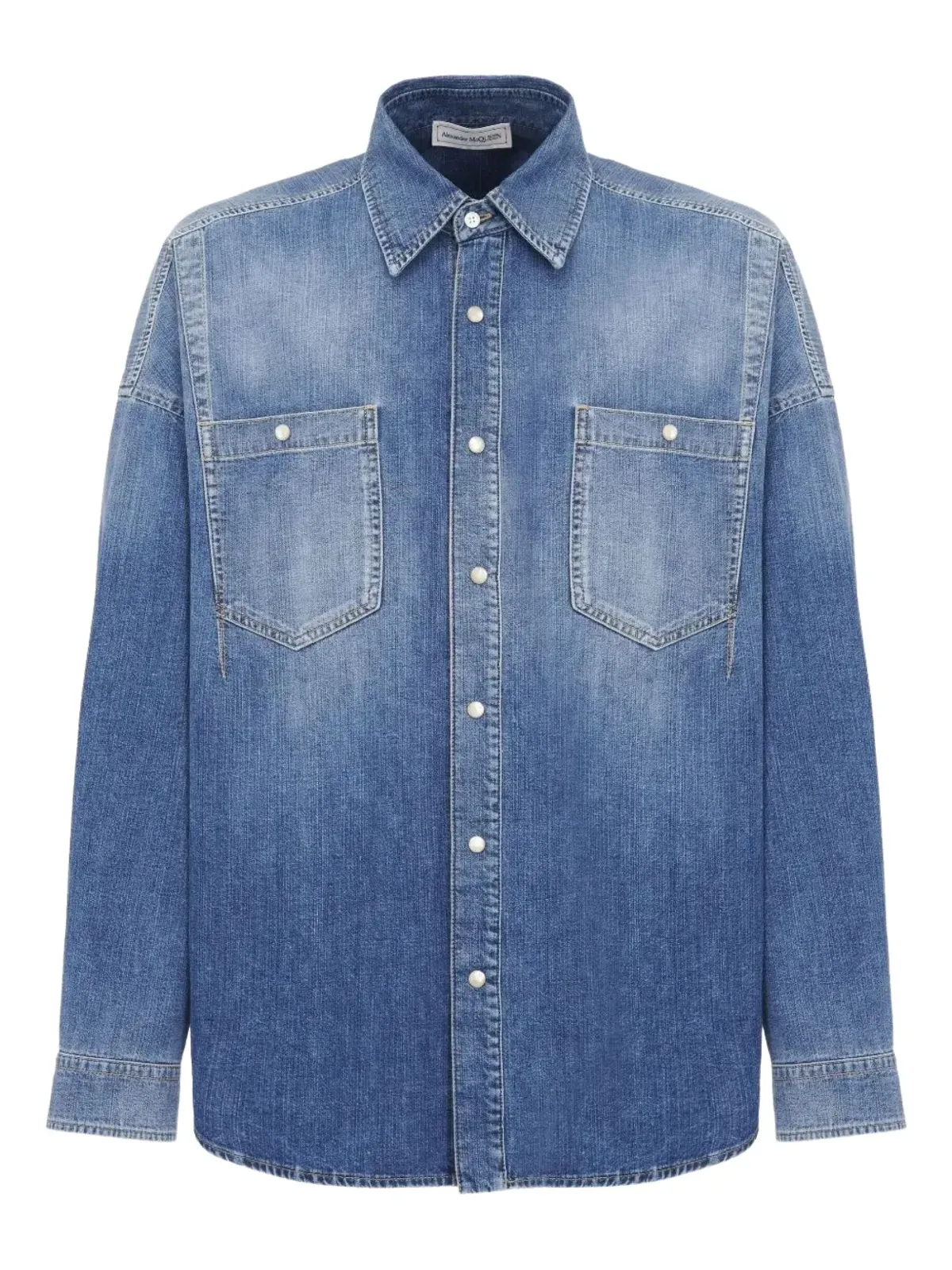 Alexander McQueen ダートディテール デニムシャツ - ブルー - 画像1
