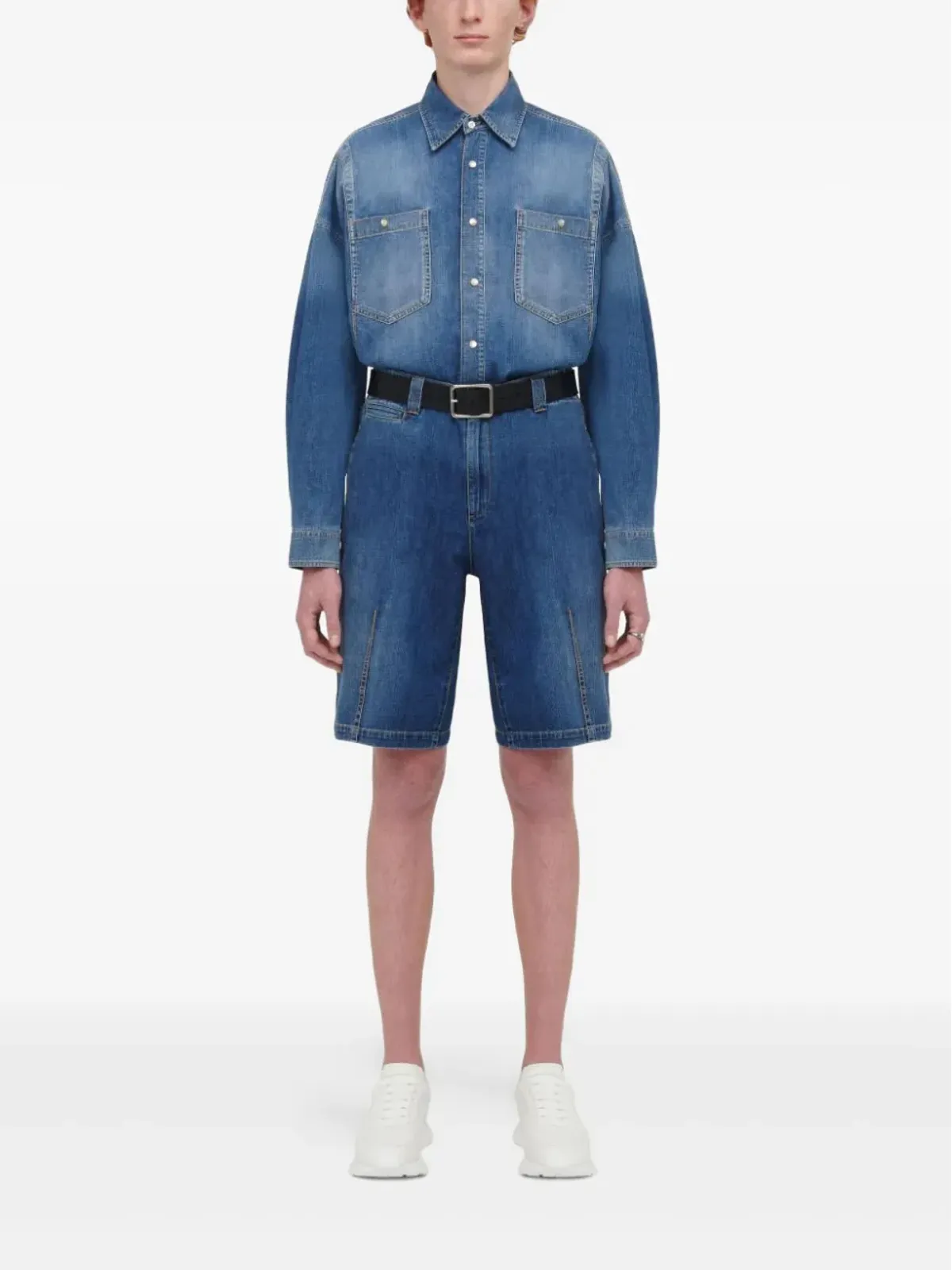 Alexander McQueen ダートディテール デニムシャツ - ブルー - 画像2