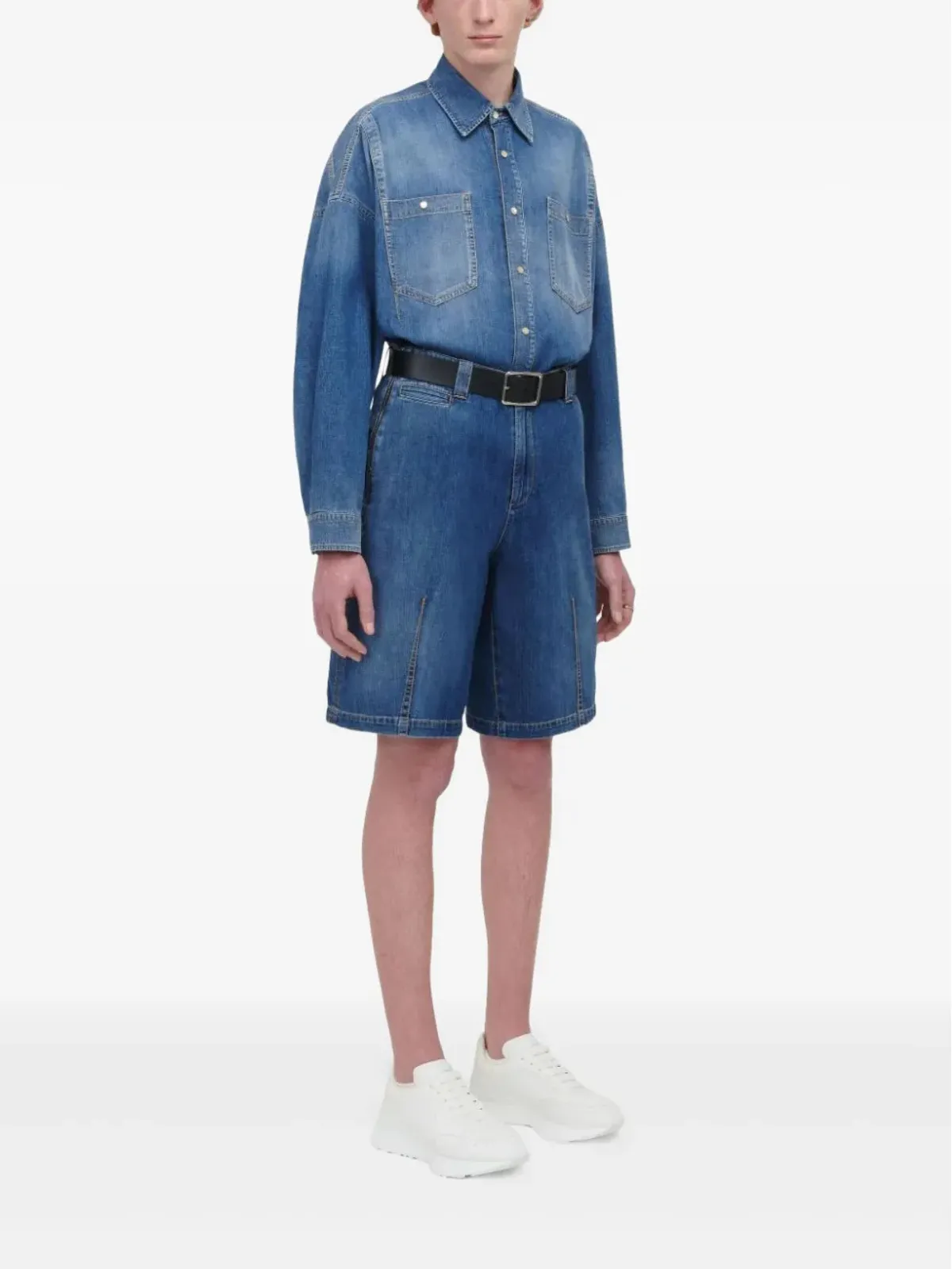 Alexander McQueen ダートディテール デニムシャツ - ブルー - 画像3