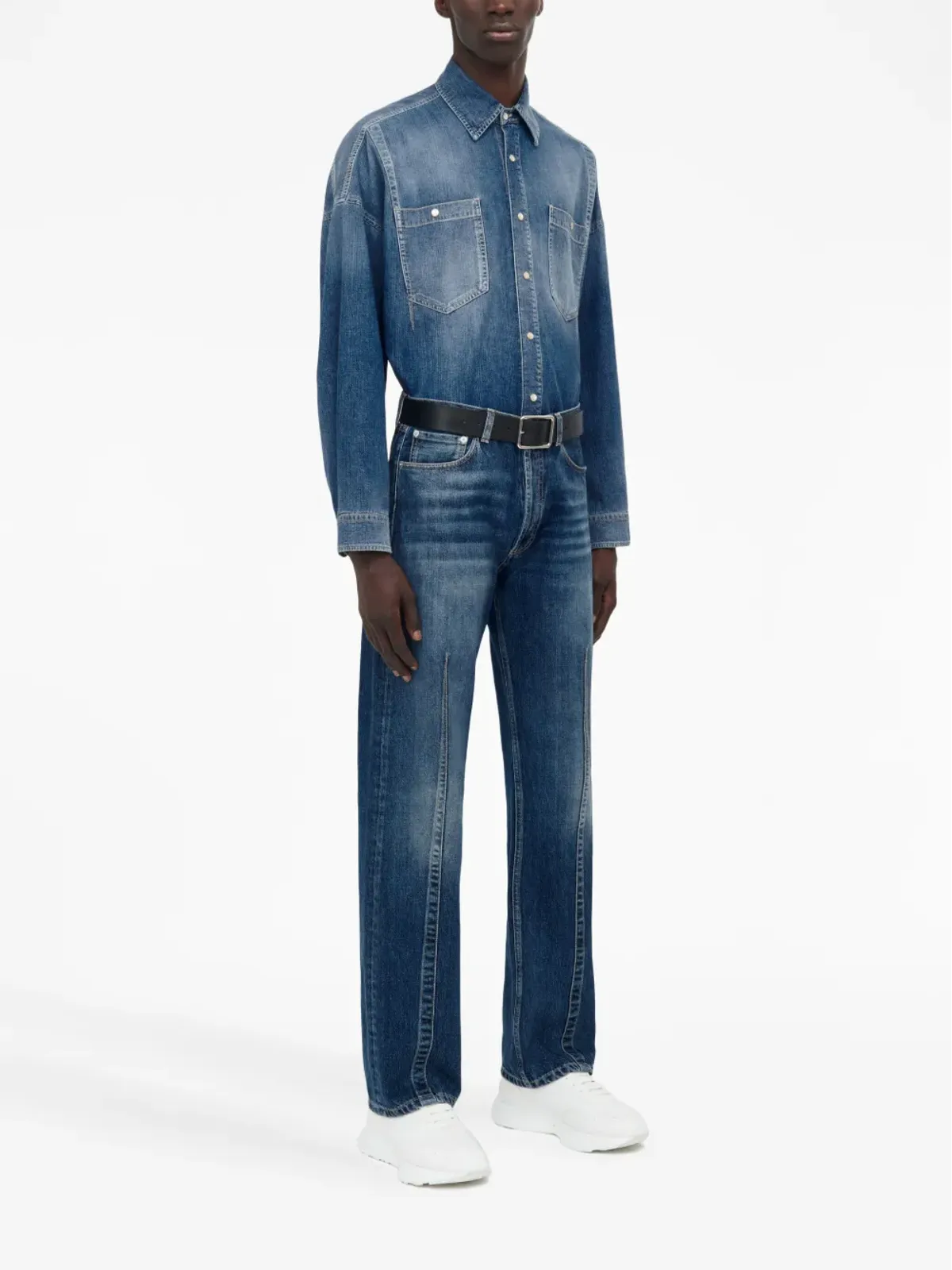 Alexander McQueen ダーツディテール ストレートジーンズ - 画像3