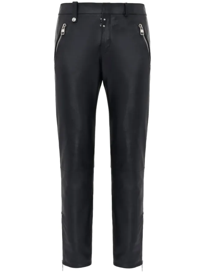 Alexander McQueen Alexander McQueen レザー クロップド・スリムフィットパンツの商品画像