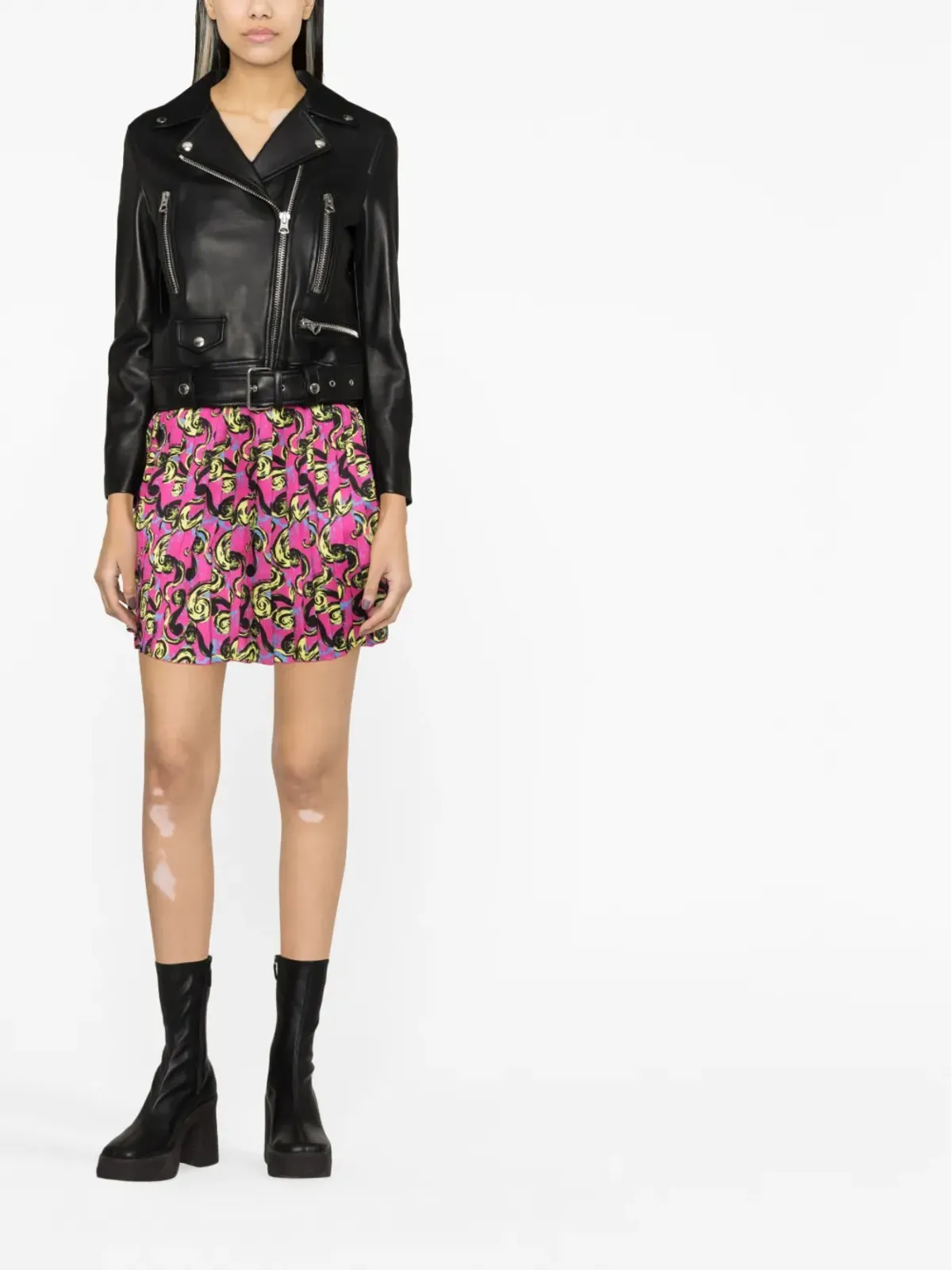 Versace Jeans Couture バロック柄プリーツミニスカート - 画像2