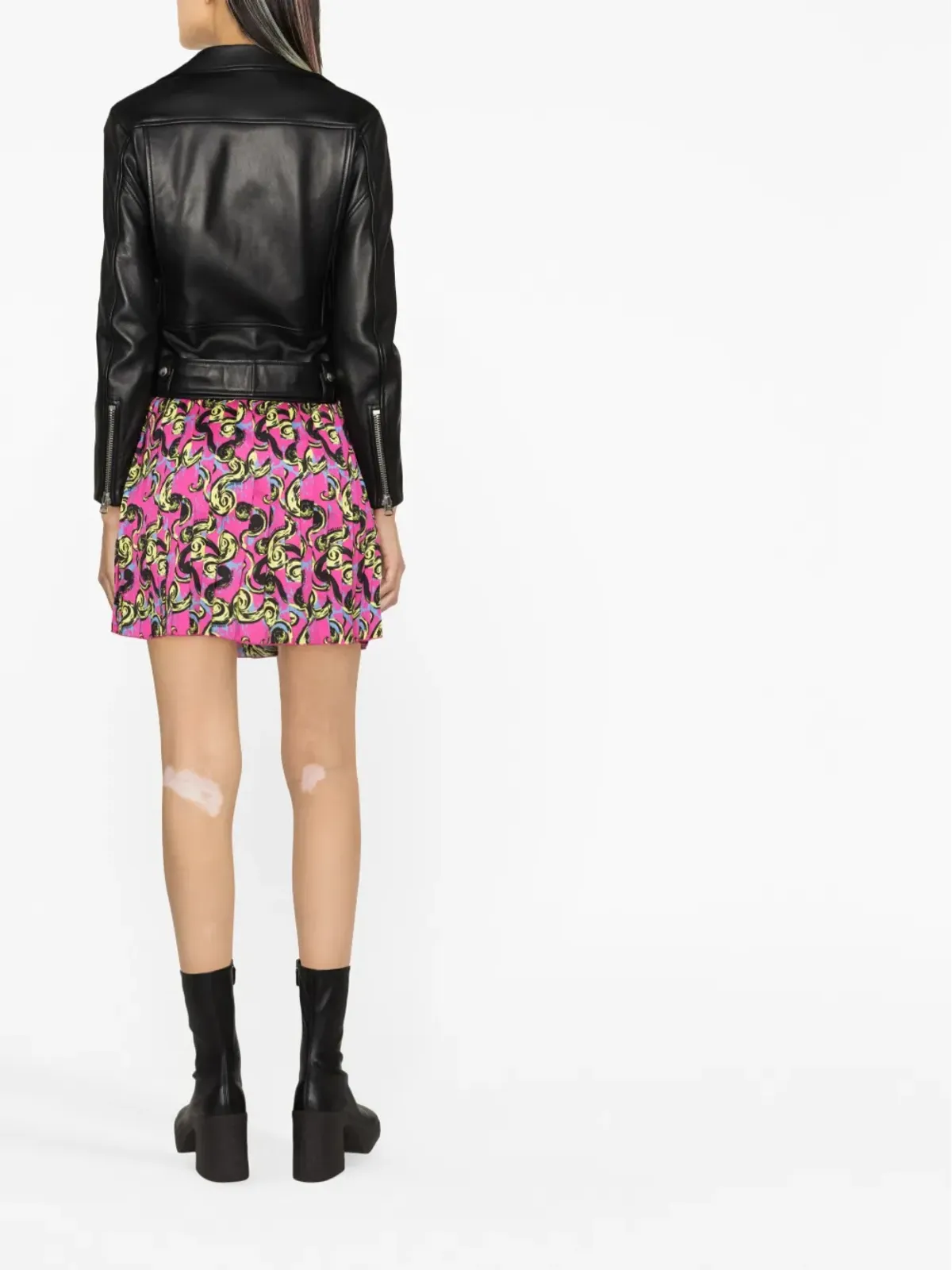Versace Jeans Couture バロック柄プリーツミニスカート - 画像3