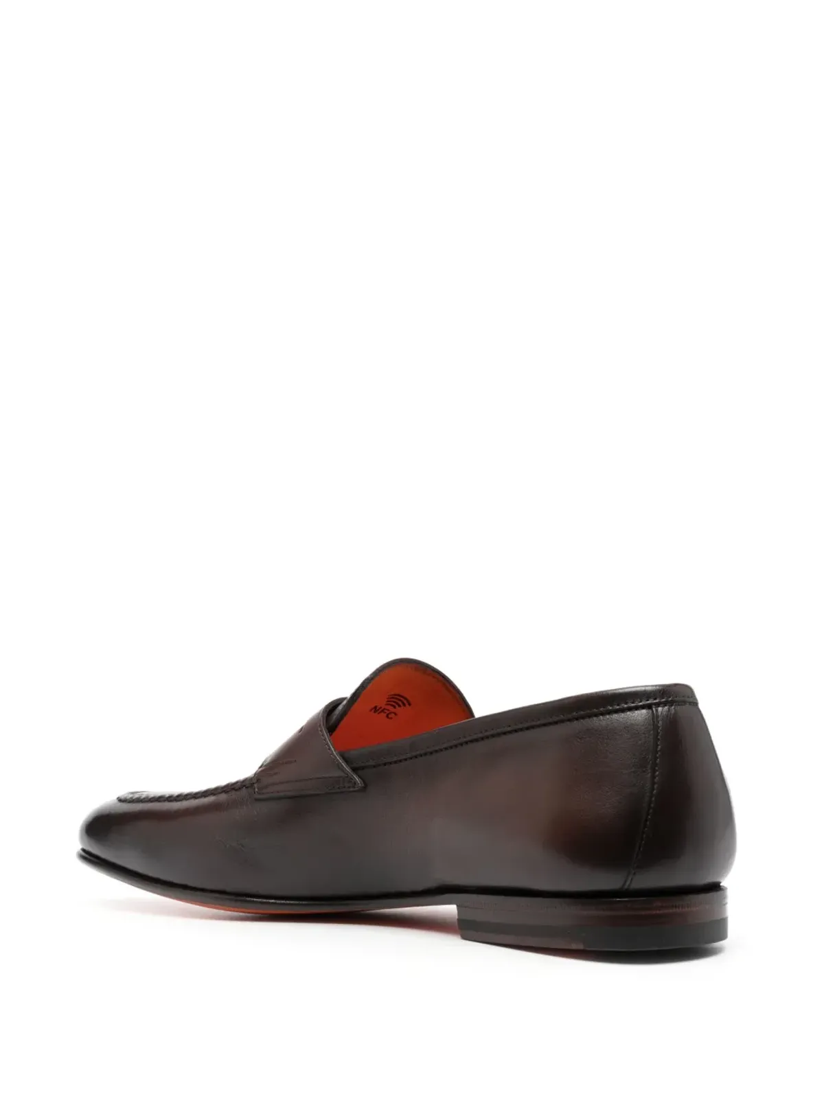 Santoni ペニースロット レザー ローファー - ブラウン - 画像3