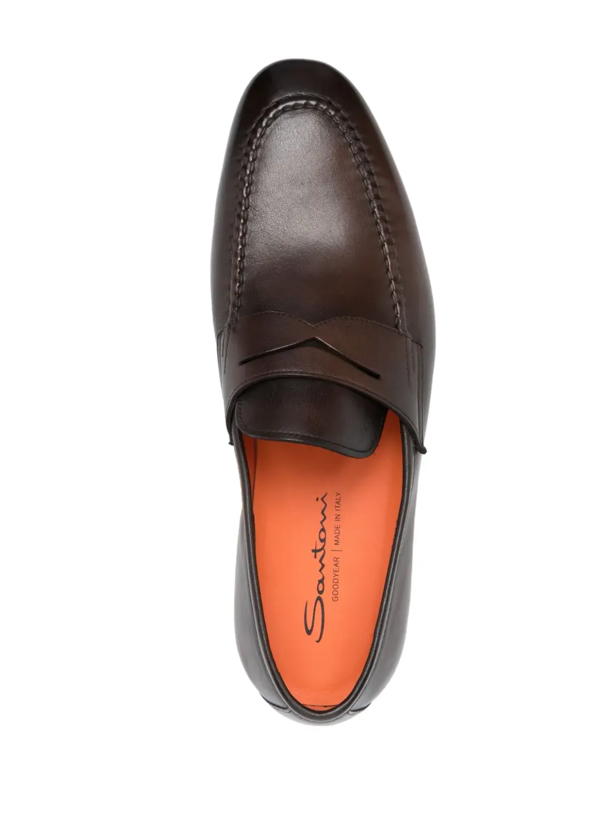 Santoni ペニースロット レザー ローファー - ブラウン - 画像4