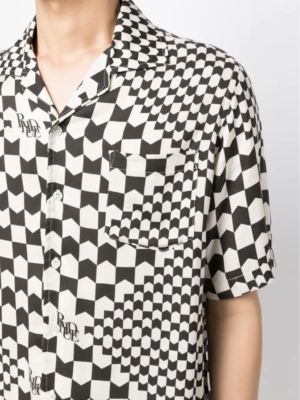 RHUDE ツートーン幾何学プリントシャツ - 画像5