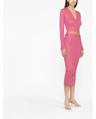 Alessandra Rich エンベリッシュド ニット ミディスカート - サムネイル4