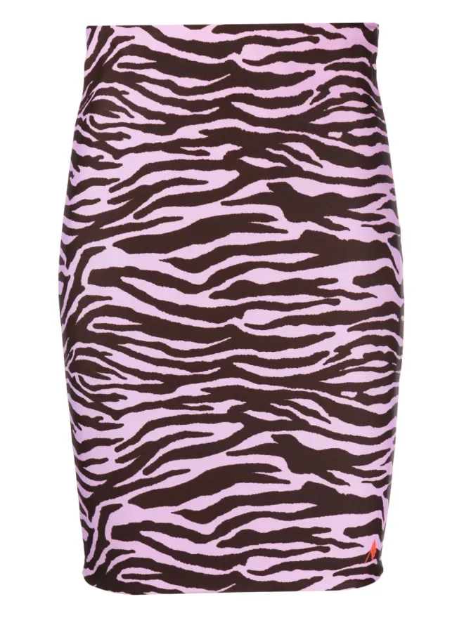 THE ATTICO The Attico zebra-print pencil midi skirt - Pinkの商品画像