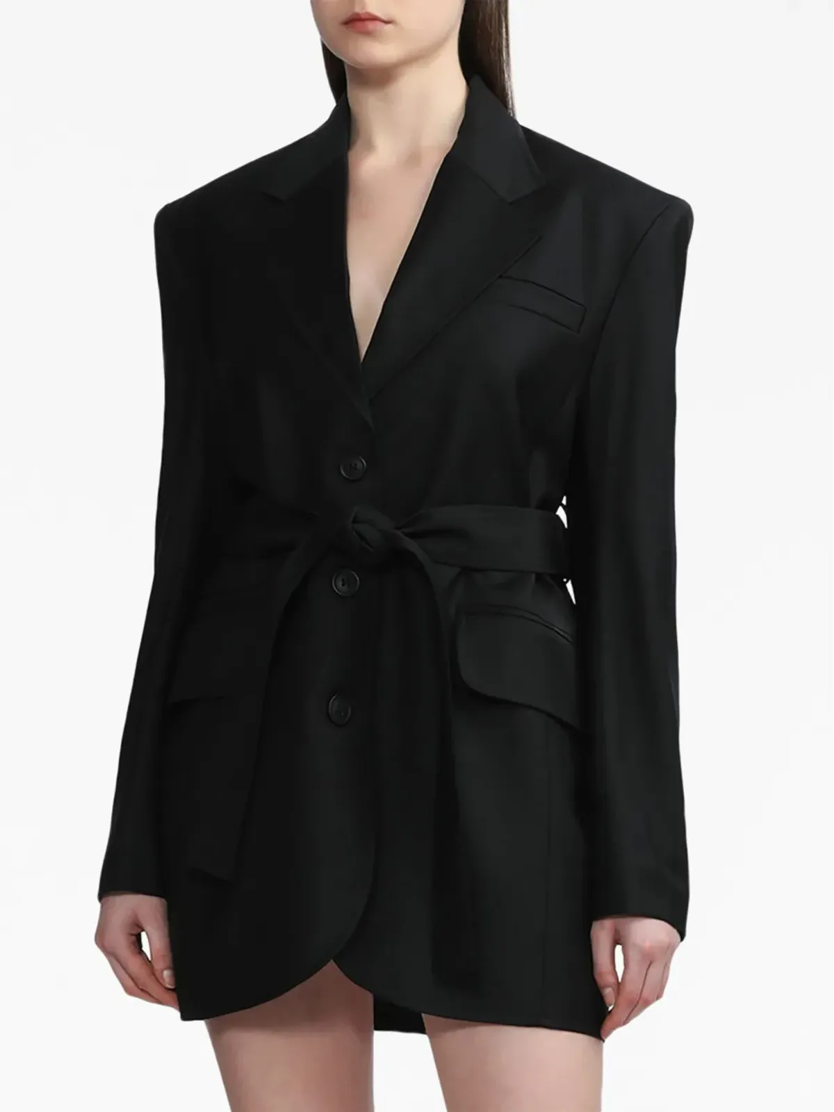 Materiel belted single-breasted blazer - Black - 画像3
