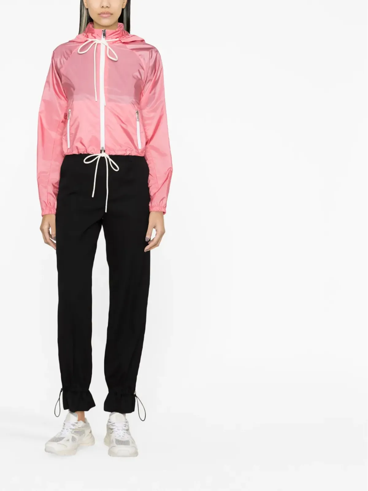 Moncler ドローコードディテールのフード付きクロップドジャケット - 画像2