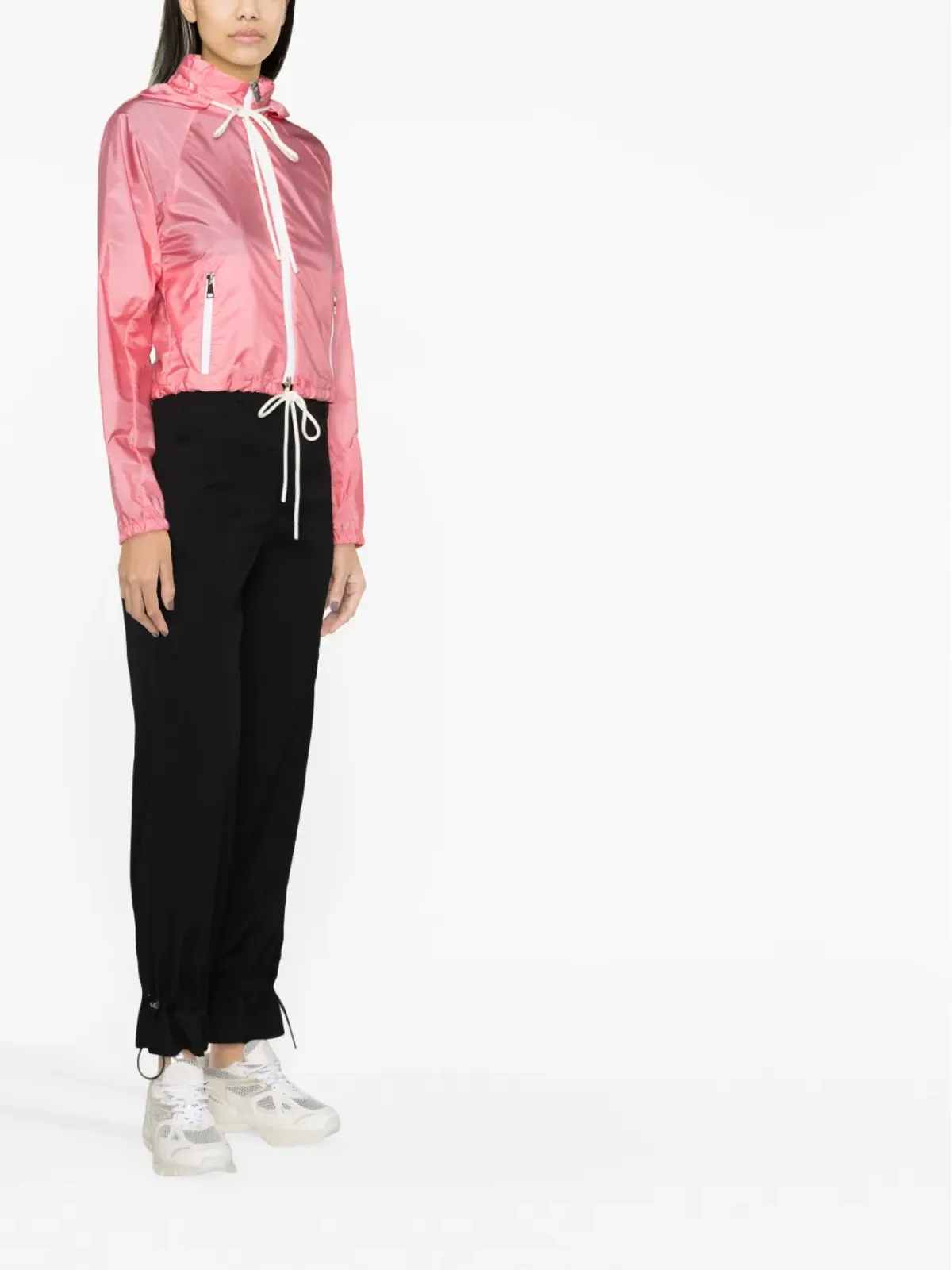 Moncler ドローコードディテールのフード付きクロップドジャケット - 画像4