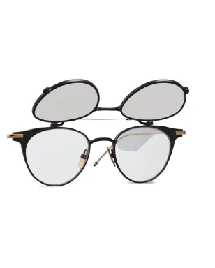 Thom Browne Eyewear ラウンドフレーム・フリップアップサングラス - ブラック - サムネイル4