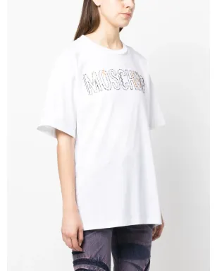 Moschino embroidered-logo round-neck T-shirt - White - サムネイル3
