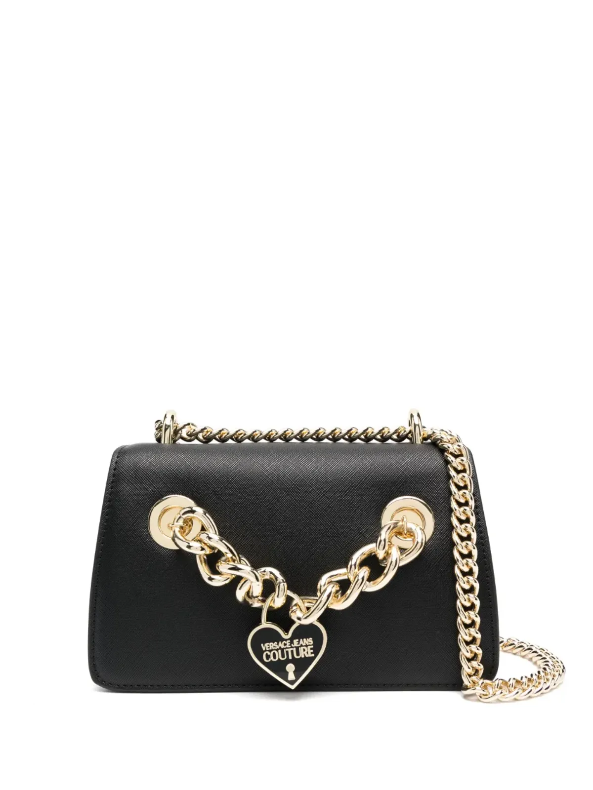 Versace Jeans Couture ロゴチャームチェーン装飾クロスボディバッグ ブラック - 画像1