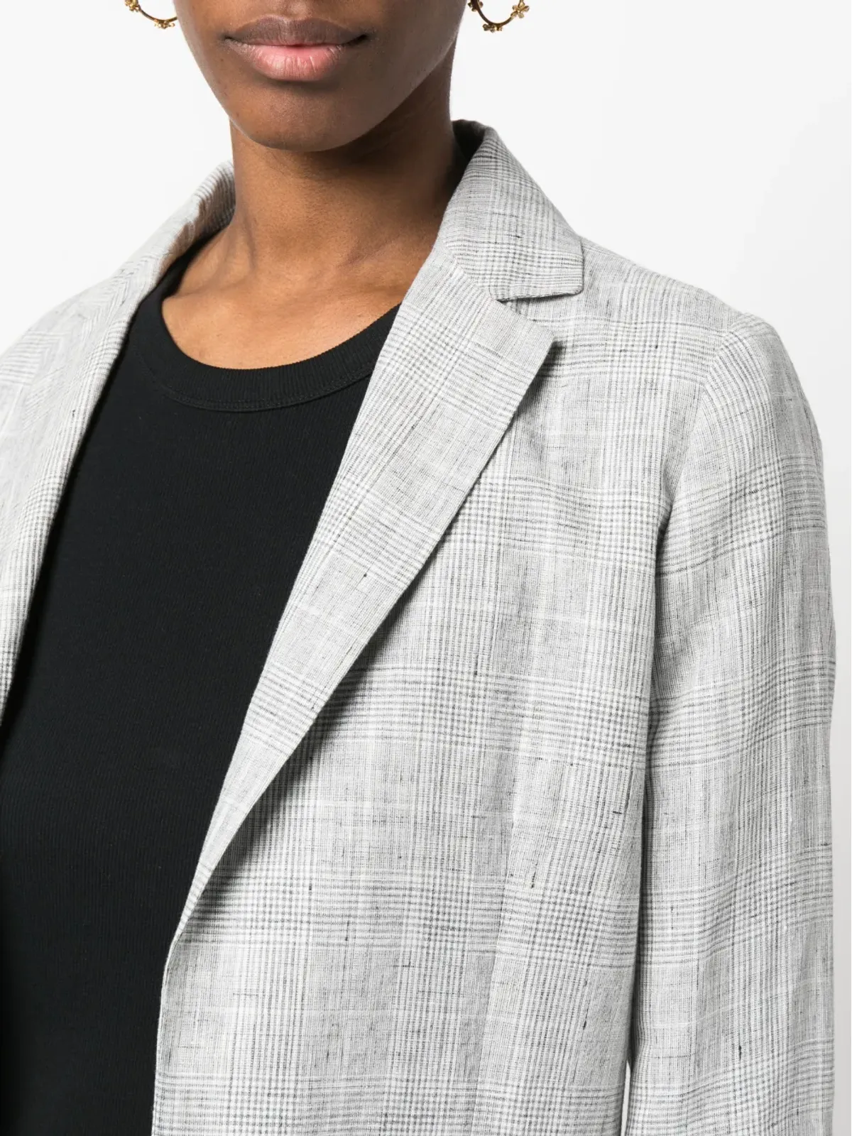 Kiton チェック柄オープンフロントリネンブレザー - 画像5
