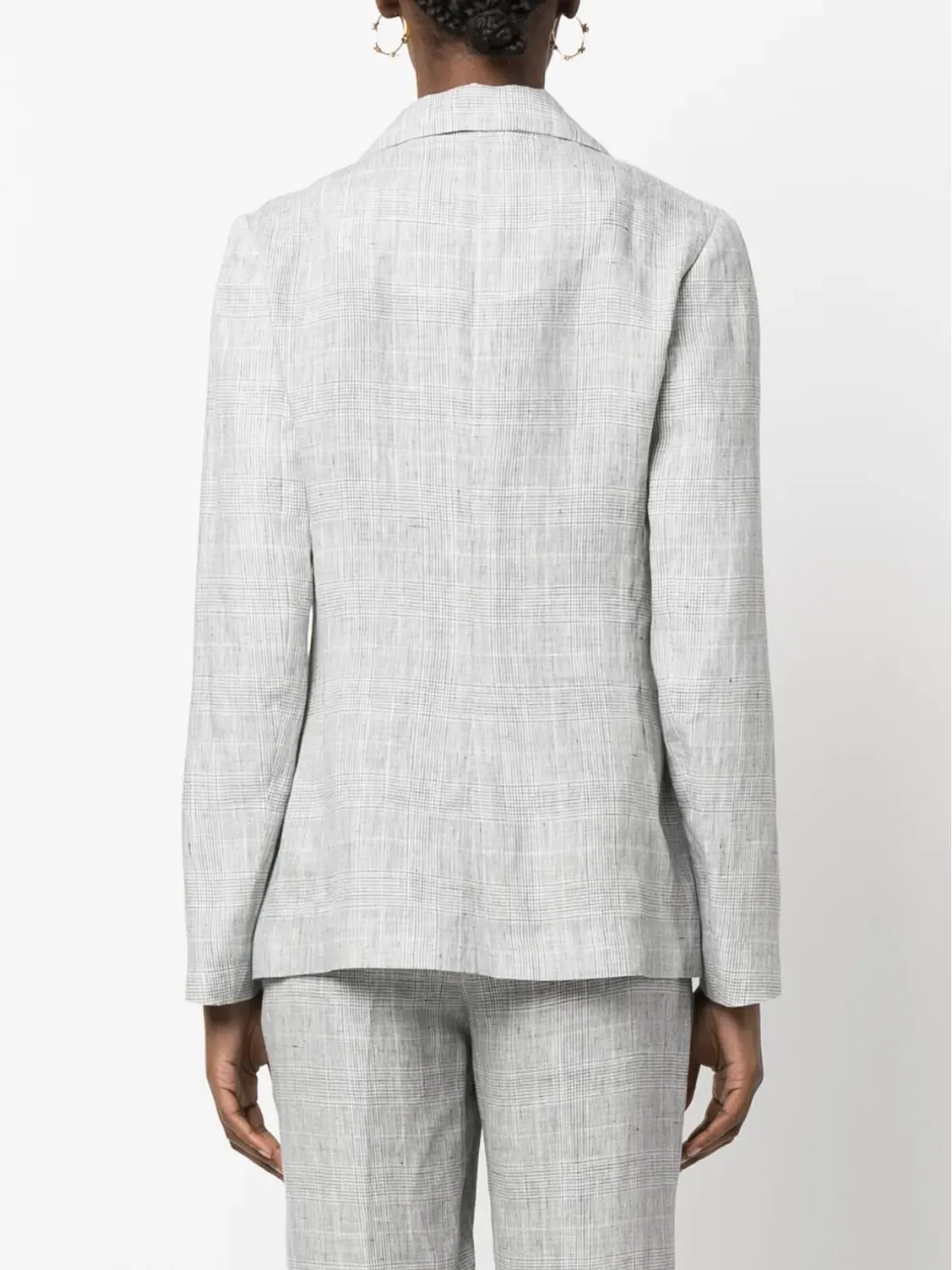 Kiton チェック柄オープンフロントリネンブレザー - 画像4