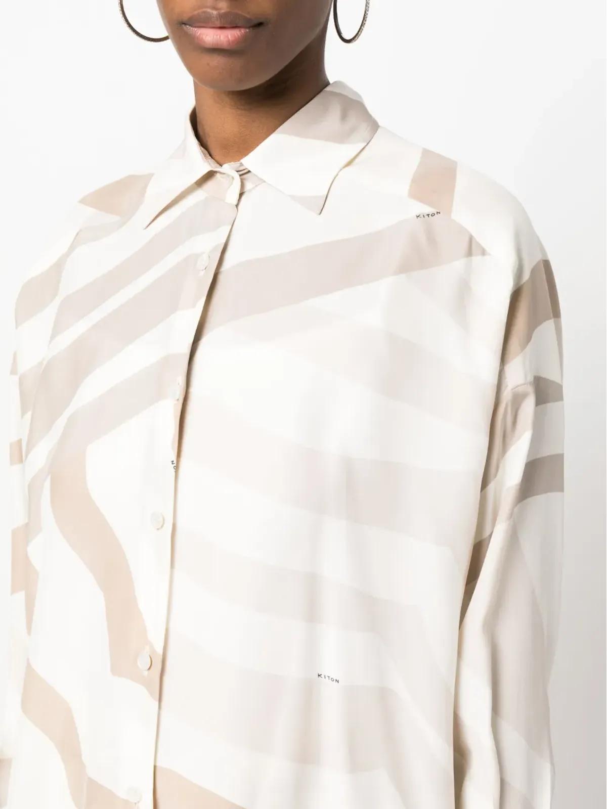 Kiton アブストラクトプリント長袖シャツ - 画像5