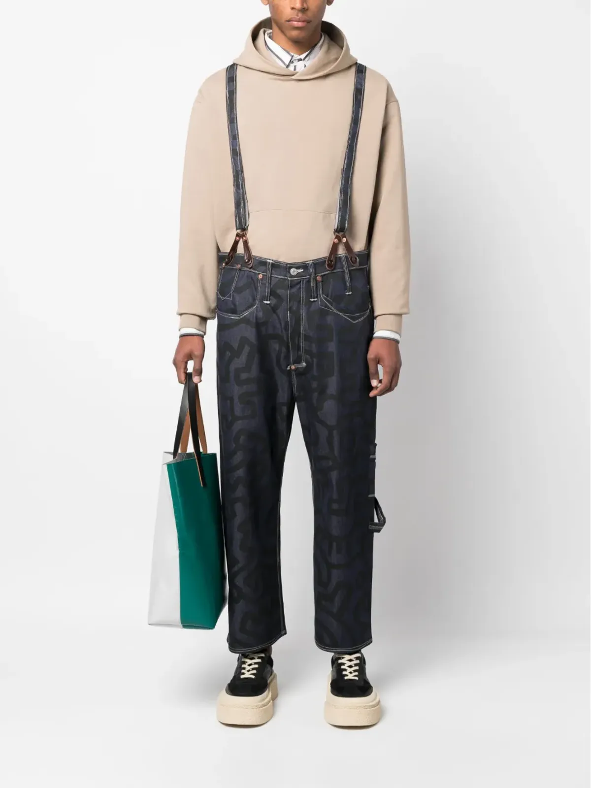 Junya Watanabe MAN ストレートレッグ アブストラクトプリントパンツ - 画像2