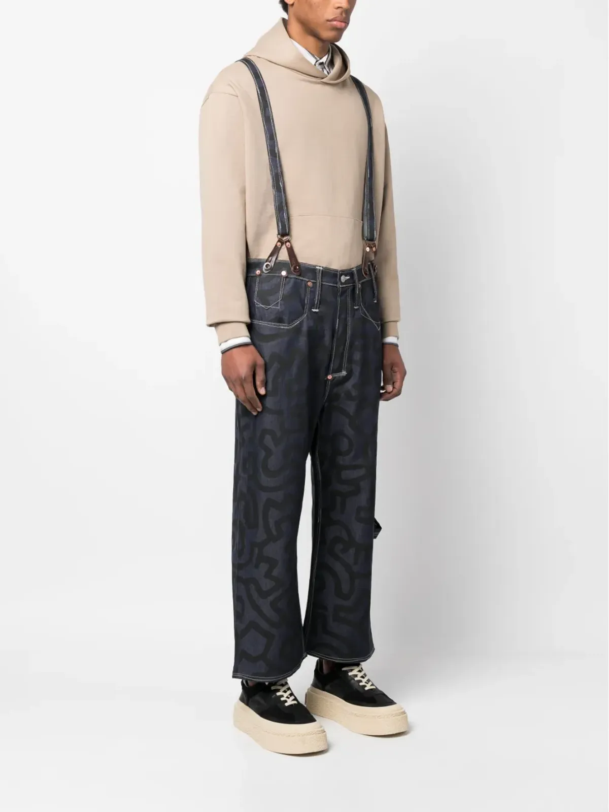 Junya Watanabe MAN ストレートレッグ アブストラクトプリントパンツ - 画像3