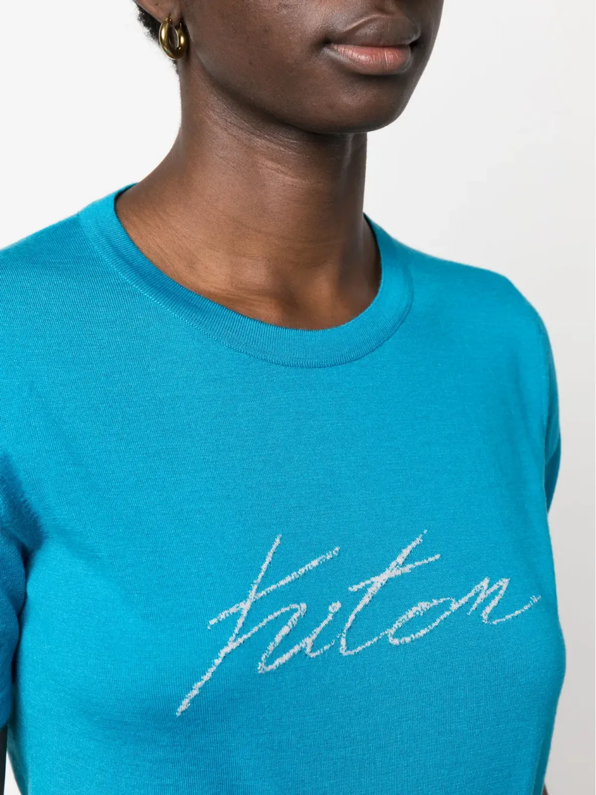 Kiton ジャカードロゴ ファインニット Tシャツ - 画像5