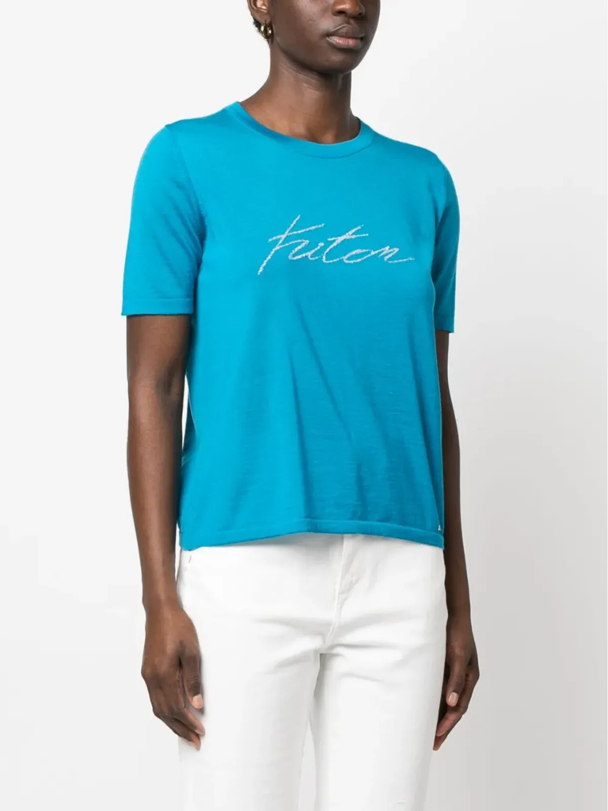 Kiton ジャカードロゴ ファインニット Tシャツ - 画像3