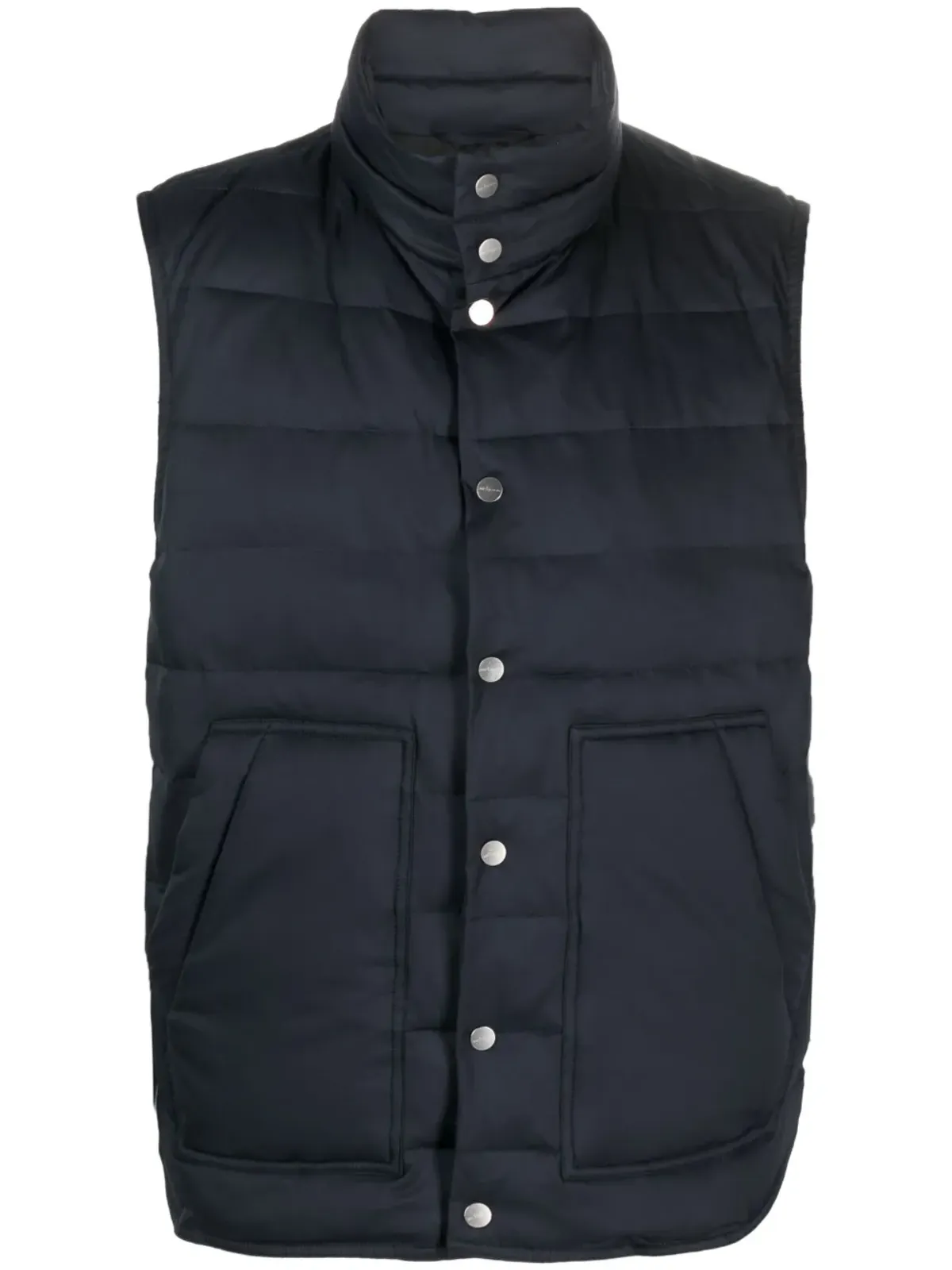 Kiton モックネック・パッド入りジレ ブルー - 画像1