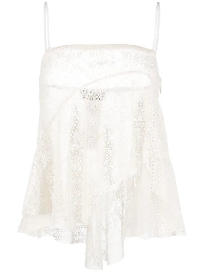 Dsquared2 DSQUARED2 broderie-anglaise ドレープストラップレストップの商品画像