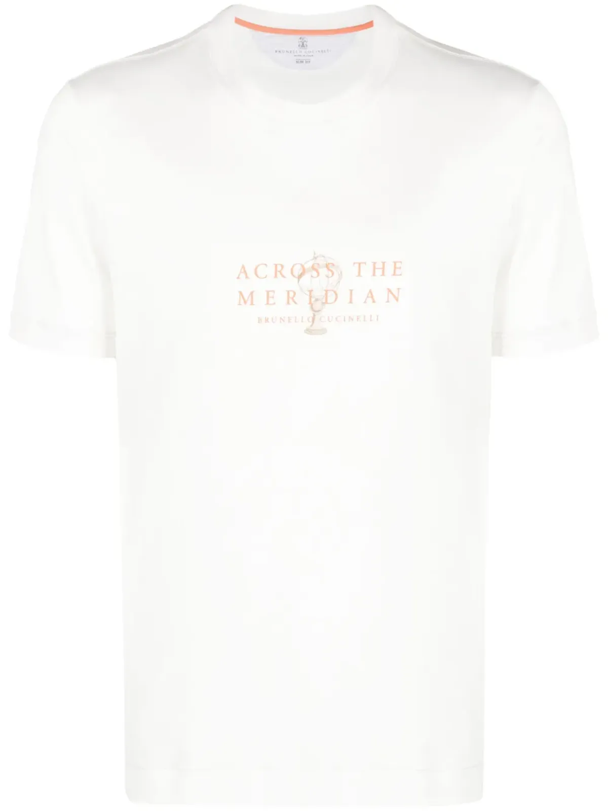 Brunello Cucinelli スローガンプリント コットンTシャツ（ホワイト） - 画像1