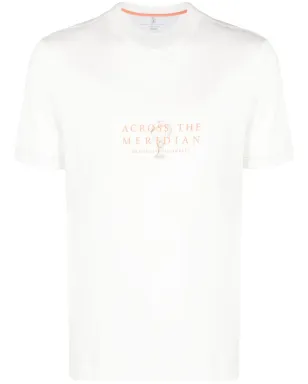 Brunello Cucinelli スローガンプリント コットンTシャツ（ホワイト） - サムネイル1