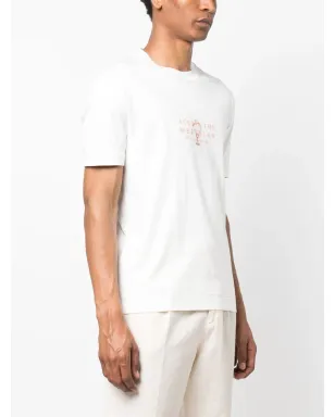 Brunello Cucinelli スローガンプリント コットンTシャツ（ホワイト） - サムネイル3