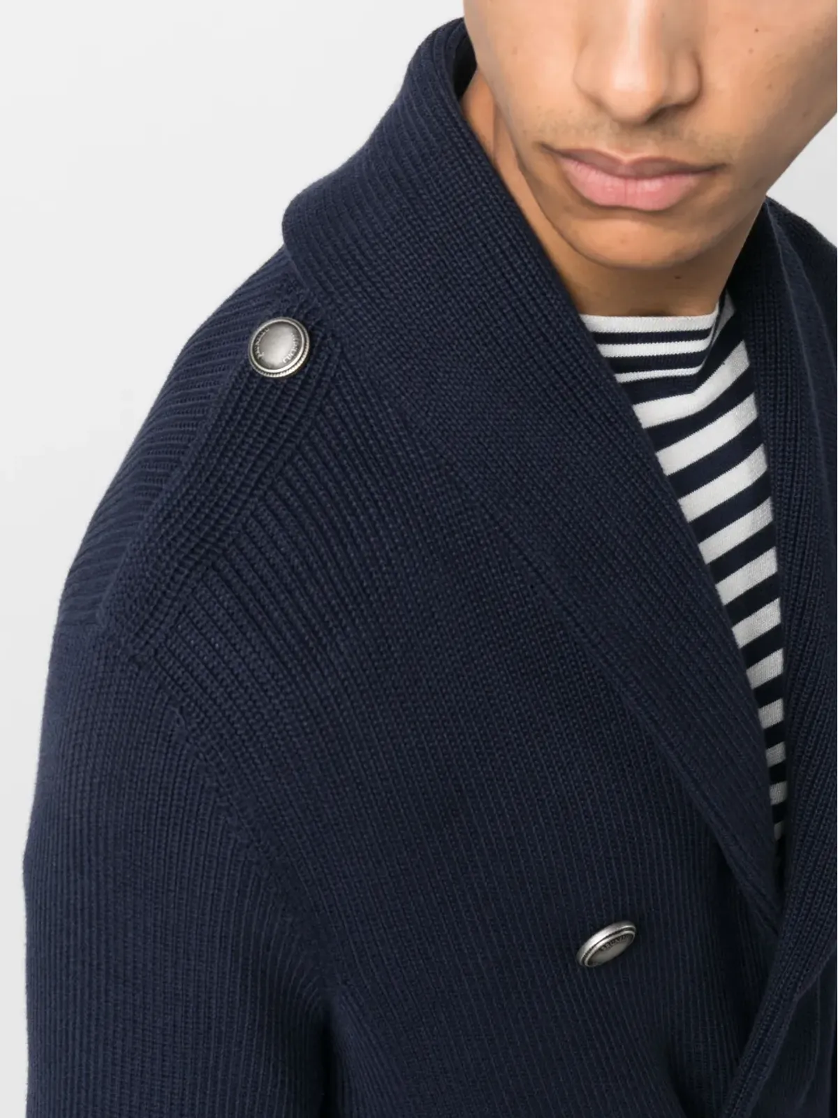 Brunello Cucinelli ネイビー コットン カーディガン（ダブルブレスト） - 画像5