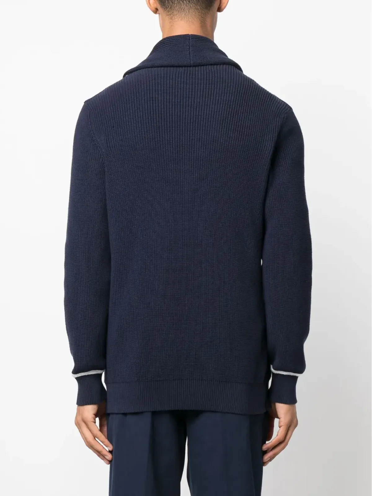 Brunello Cucinelli ネイビー コットン カーディガン（ダブルブレスト） - 画像4