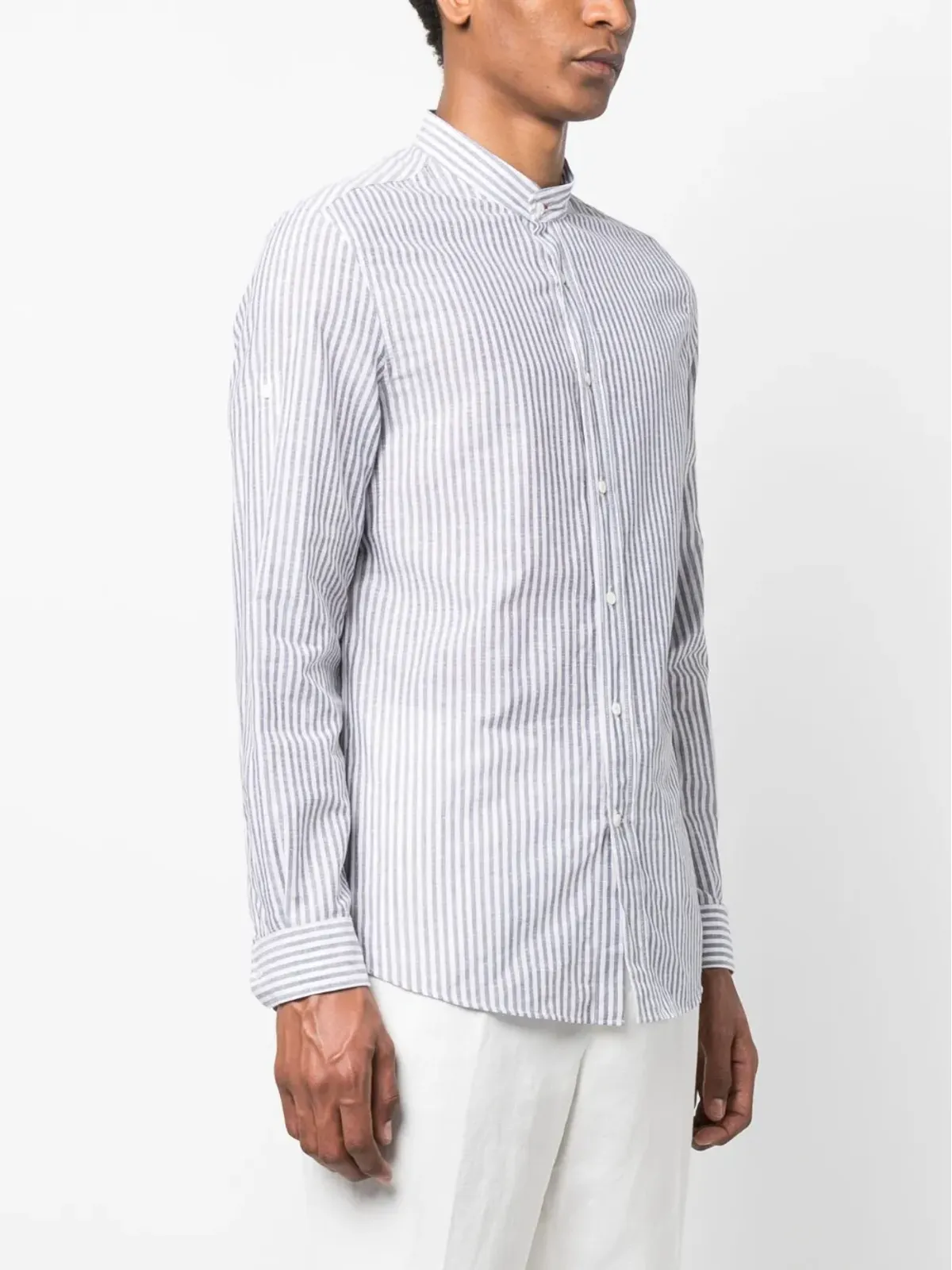 Brunello Cucinelli 長袖ストライプボタンシャツ - 画像3