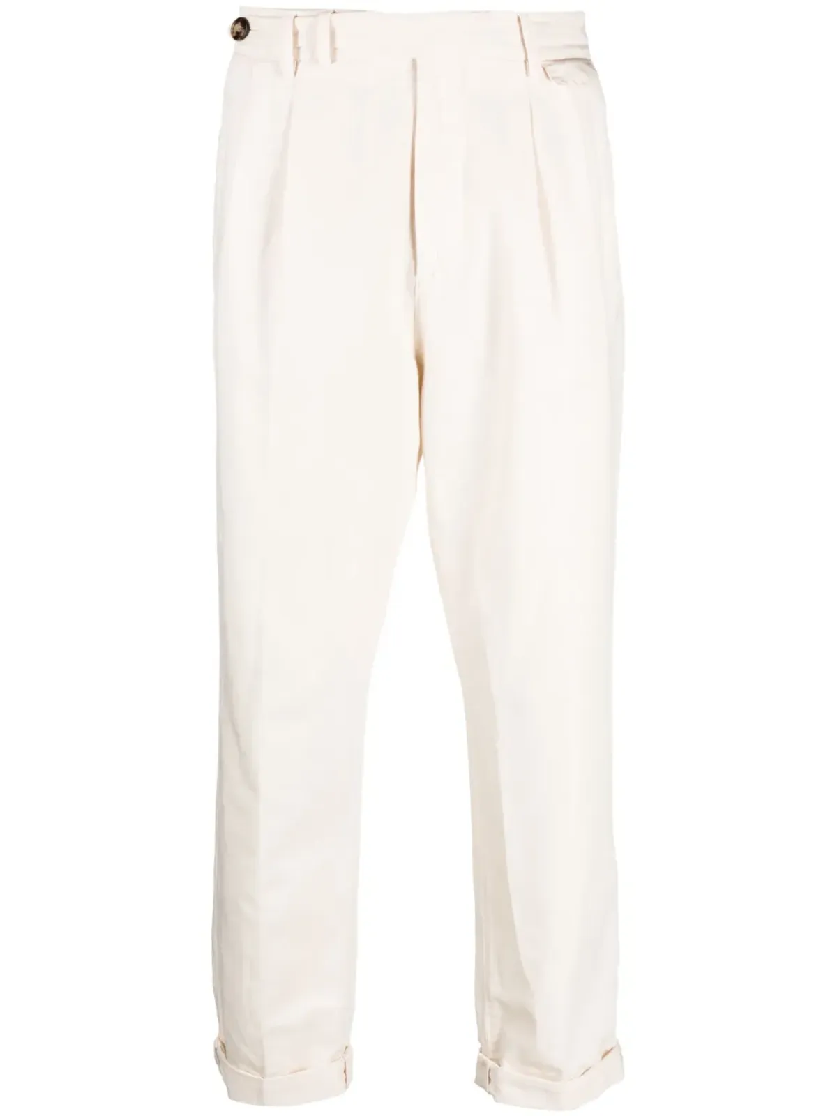 Brunello Cucinelli プリーツ付きコットン テーパードパンツ - Neutrals - 画像1