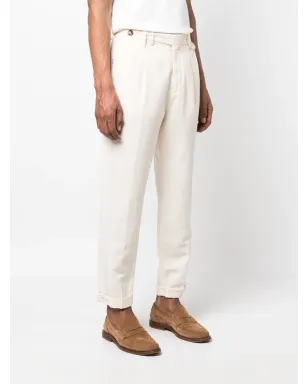 Brunello Cucinelli プリーツ付きコットン テーパードパンツ - Neutrals - サムネイル3