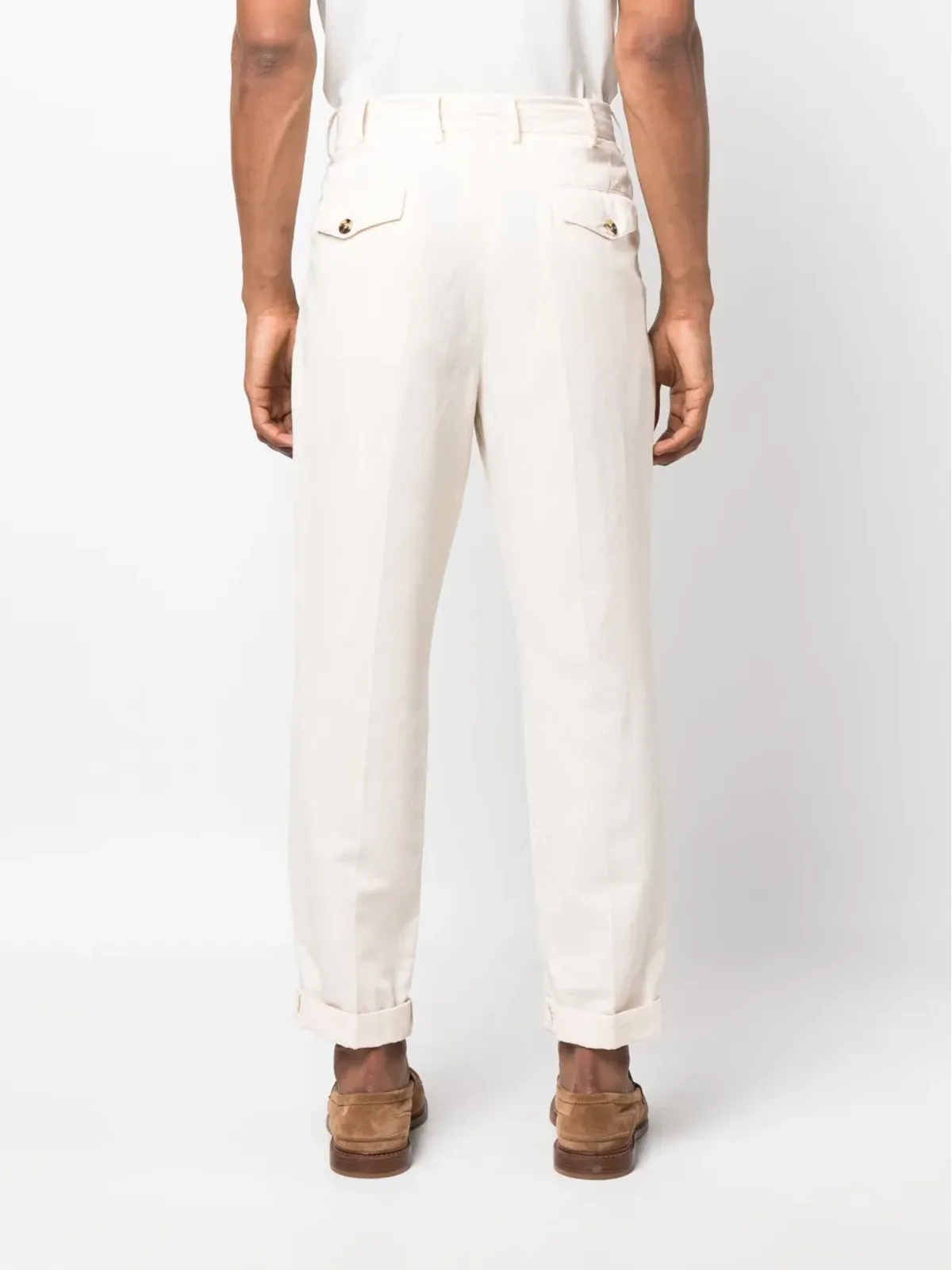 Brunello Cucinelli プリーツ付きコットン テーパードパンツ - Neutrals - 画像4