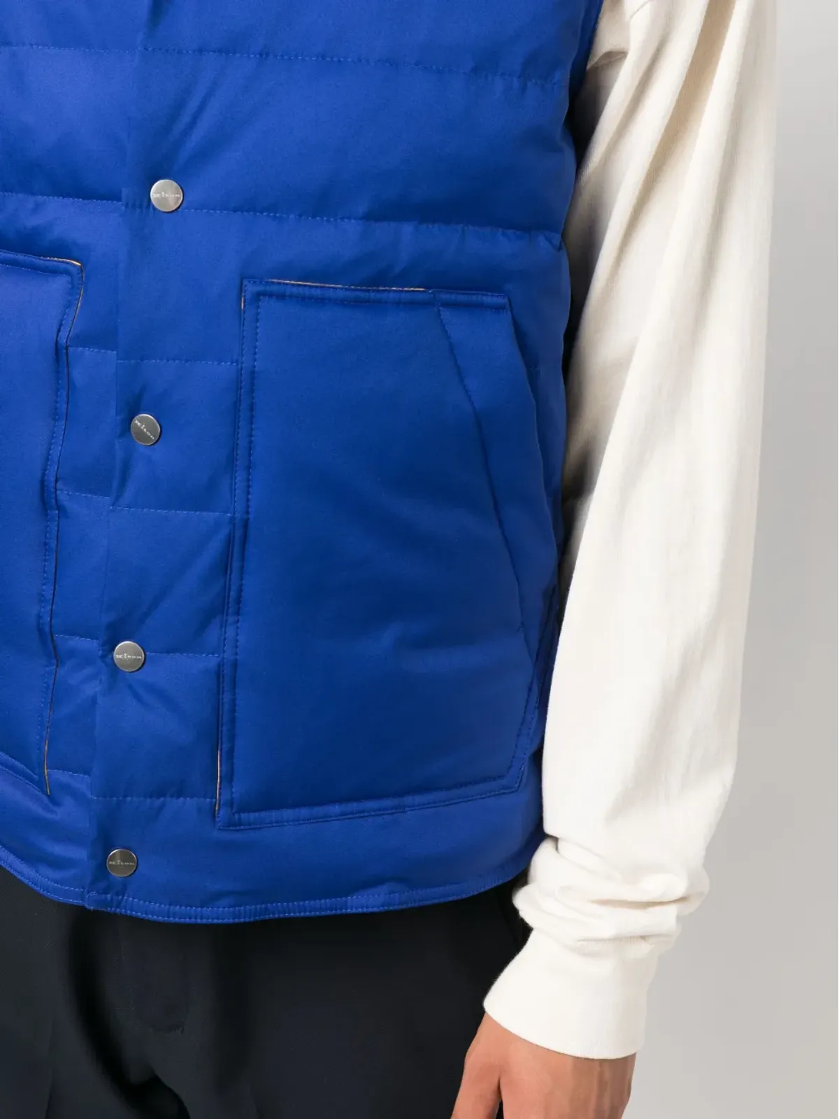 Kiton ボタンアップ パディッドジレ ブルー - 画像5