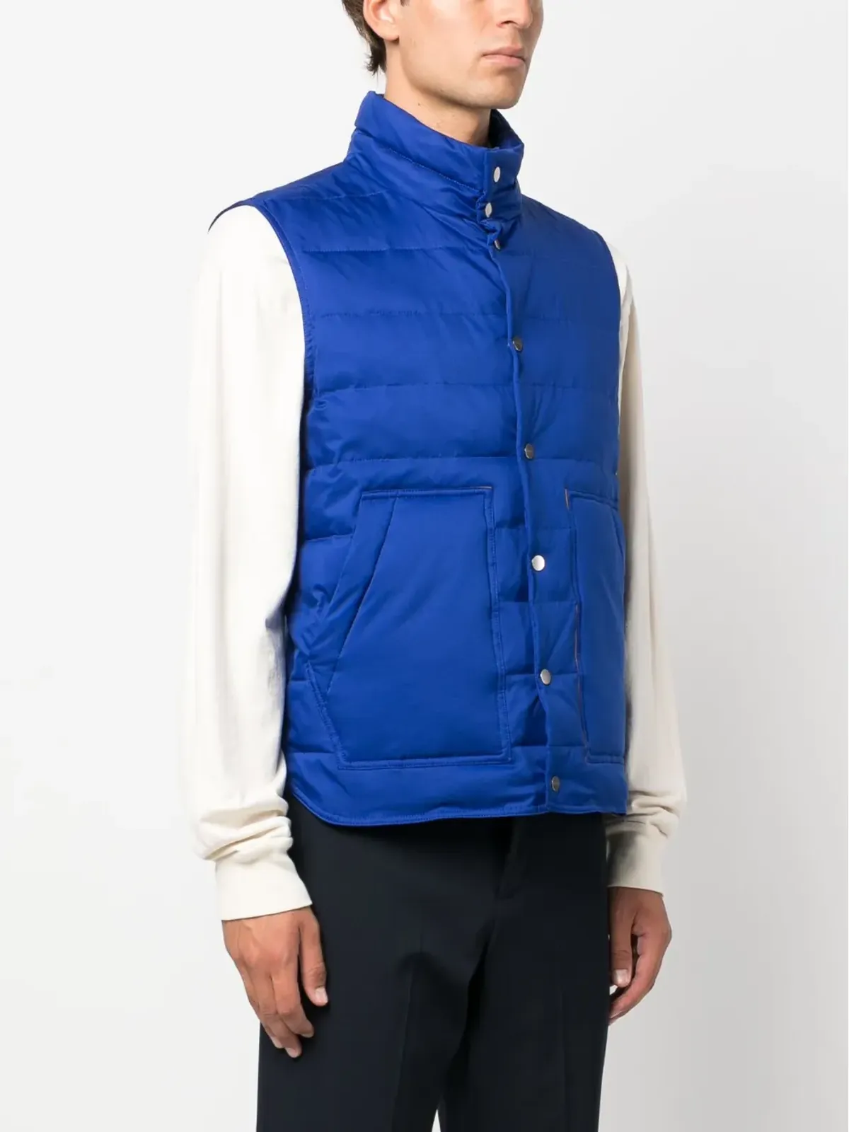 Kiton ボタンアップ パディッドジレ ブルー - 画像3