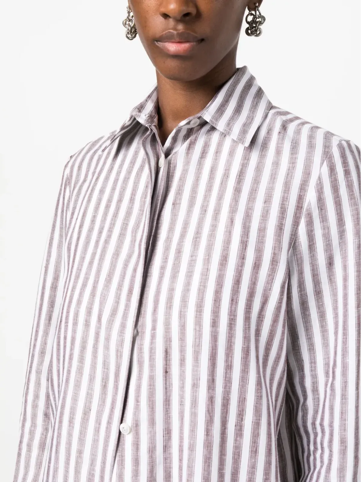 Kiton 縦縞の長袖シャツ - 画像5