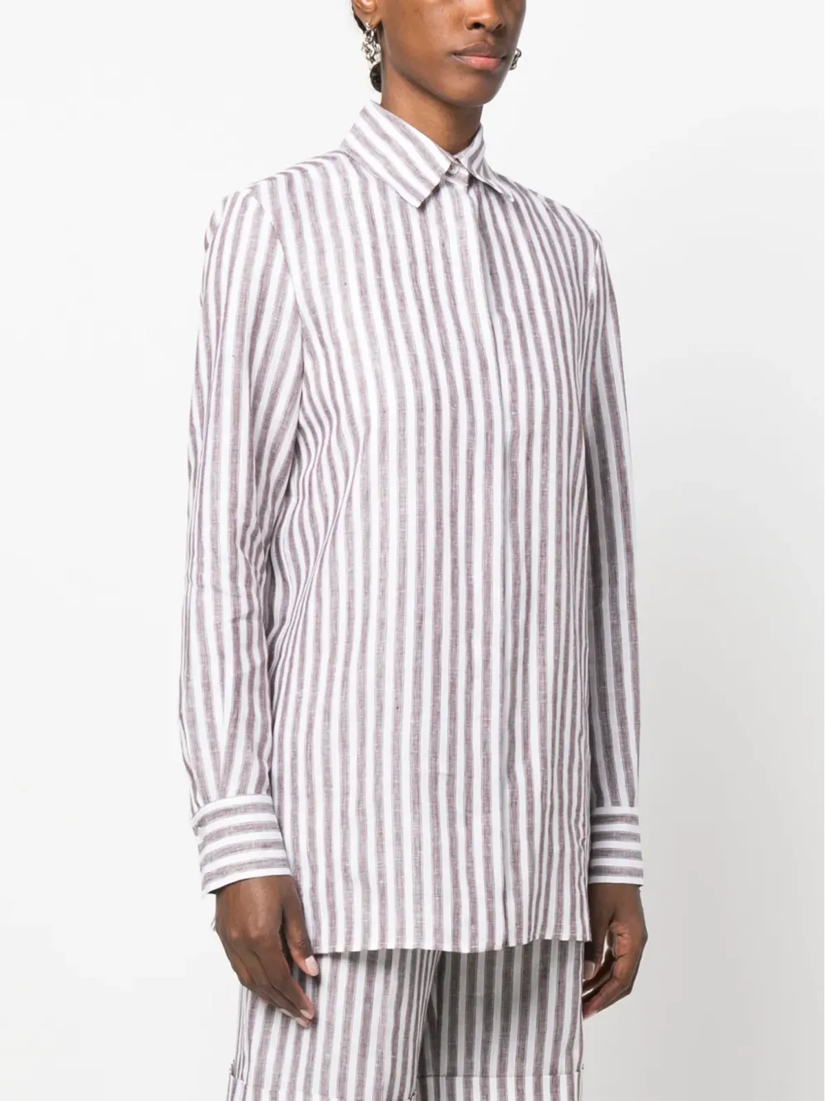Kiton 縦縞の長袖シャツ - 画像3