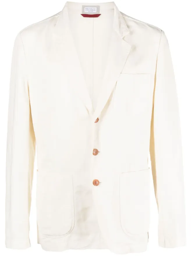 Brunello Cucinelli Brunello Cucinelli シングルブレスト ボタン留め ジャケット - ホワイトの商品画像