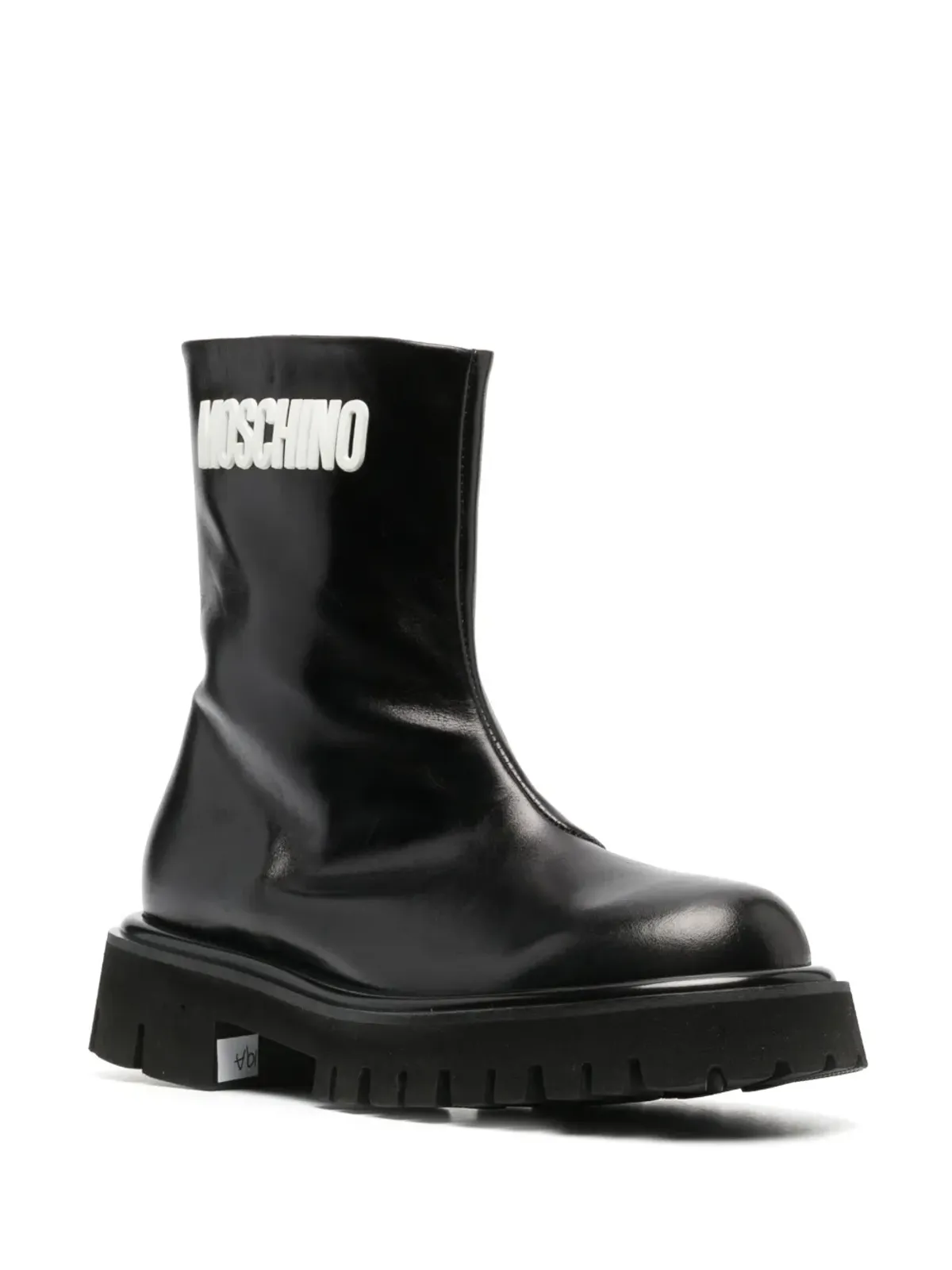 Moschino エンボスロゴ入りジップ付きレザーブーツ - 画像2