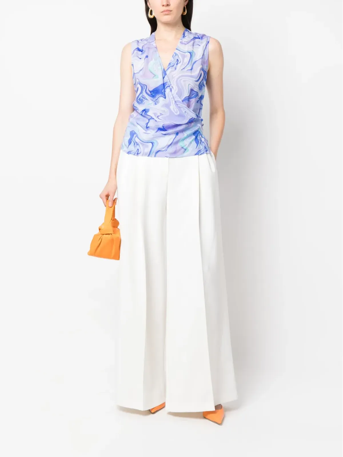 BCBG Max Azria マーブル柄ノースリーブブラウス - ブルー - 画像2