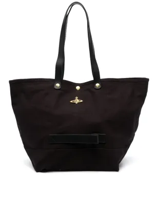 Vivienne Westwood オーブ・プレート キャンバス トートバッグ ブラック - サムネイル1