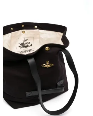 Vivienne Westwood オーブ・プレート キャンバス トートバッグ ブラック - サムネイル5