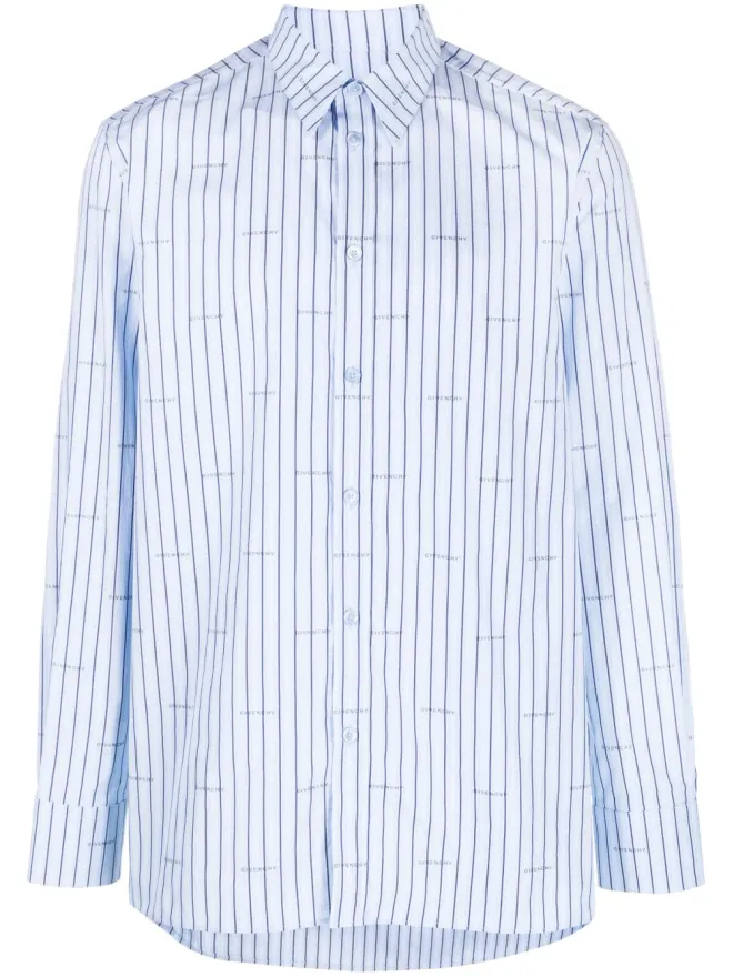 Givenchy Givenchy ロゴプリントストライプシャツ - Blueの商品画像