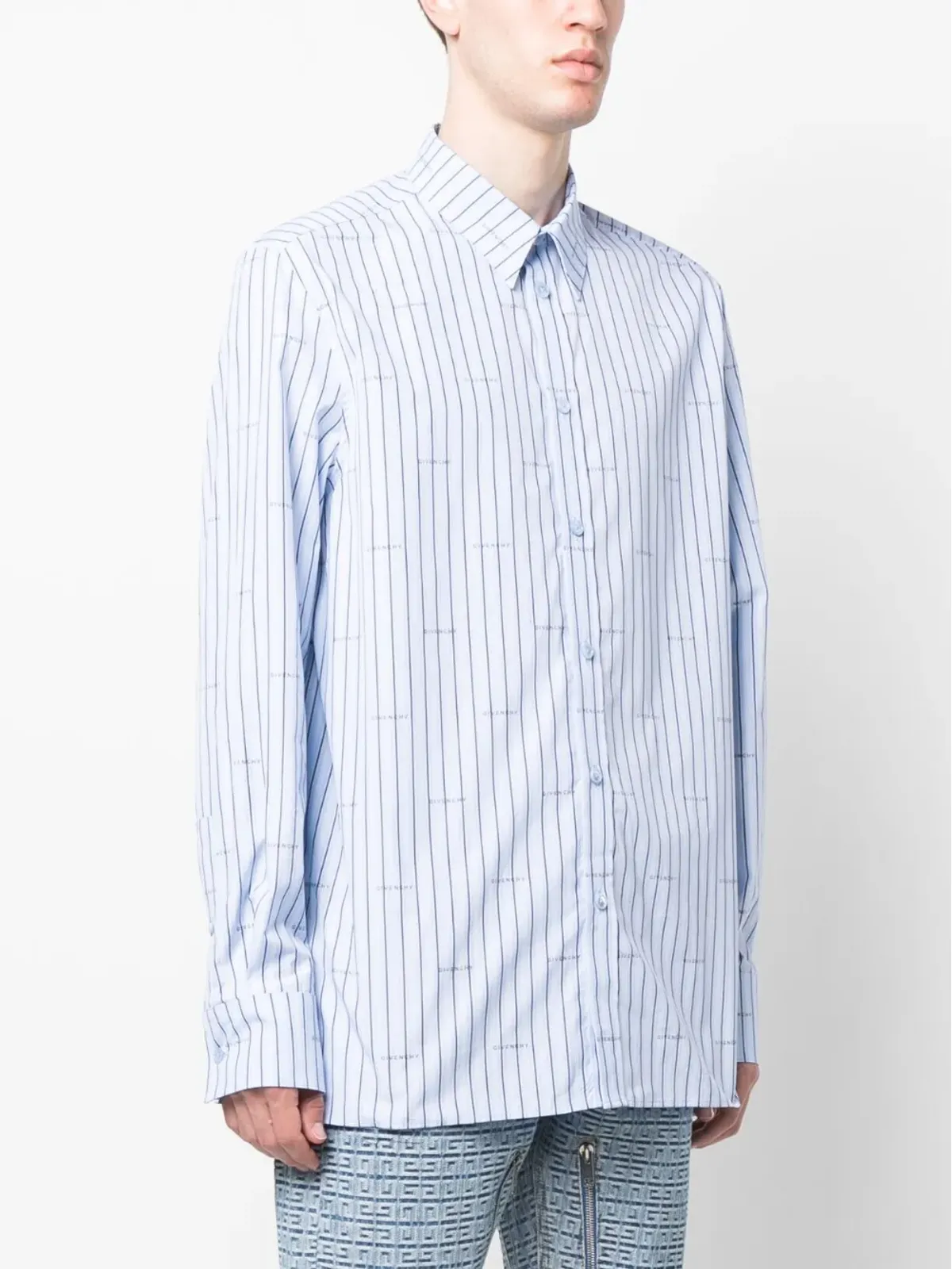 Givenchy ロゴプリントストライプシャツ - Blue - 画像3