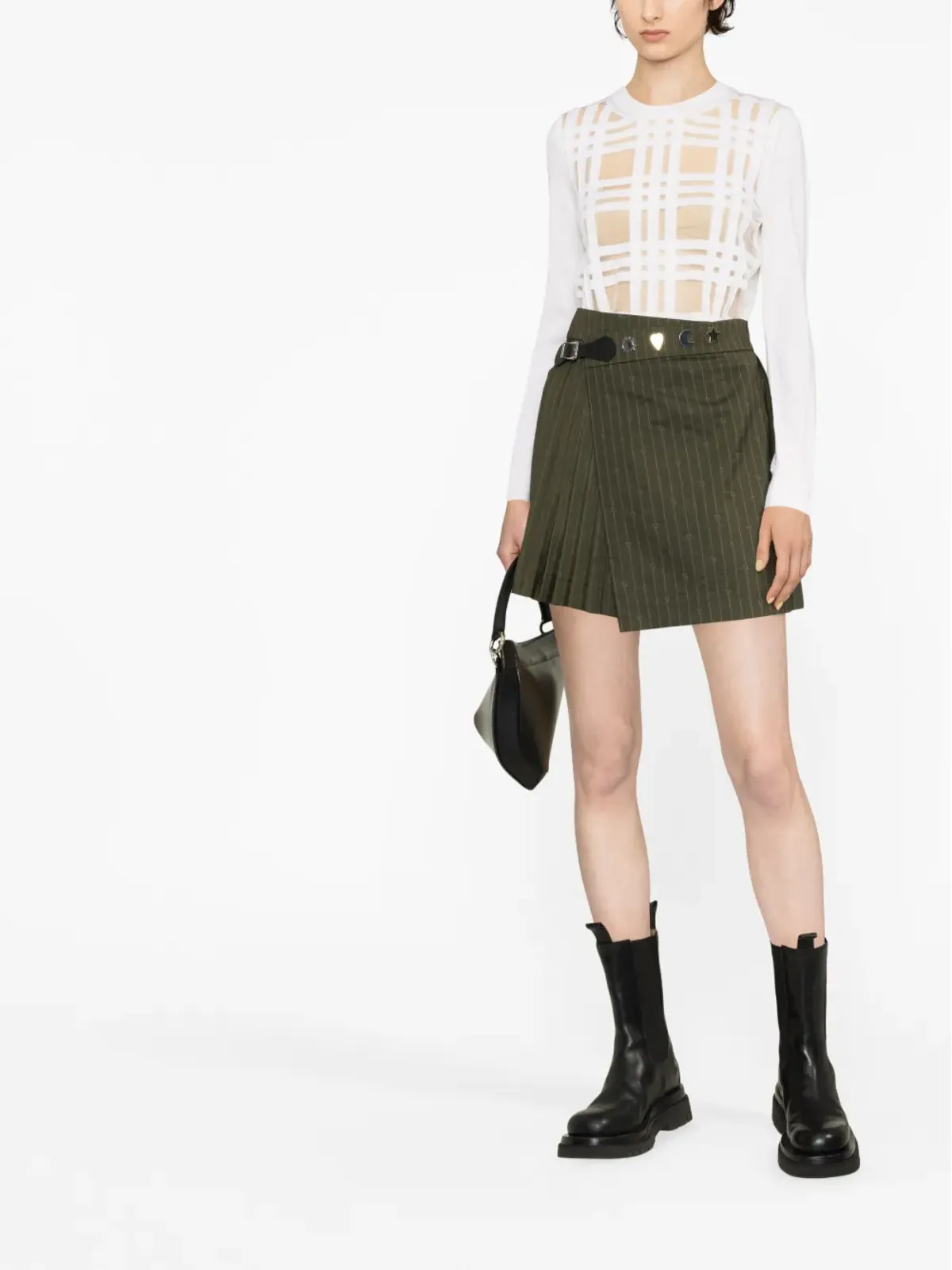 Comme Des Garçons Comme Des Garçons チェック柄アップリケニットトップ - 画像2