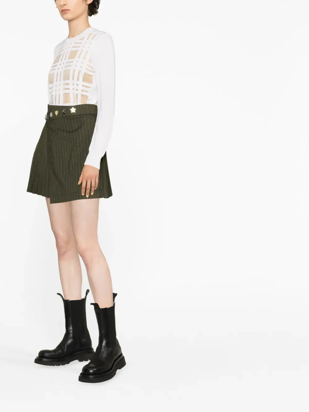 Comme Des Garçons Comme Des Garçons チェック柄アップリケニットトップ - 画像4
